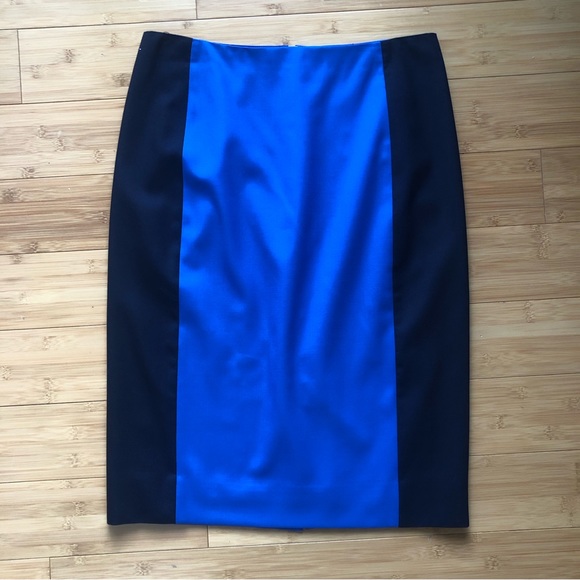 J. Crew blue vertical color block pencil skirt. Size: 6 - Picture 2 of 6